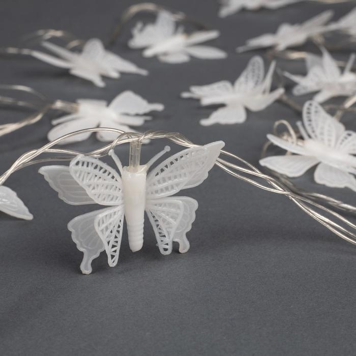Гирлянда &laquo;Нить&raquo; 5 м с насадками &laquo;Бабочки малые&raquo;, IP20, прозрачная нить, 20 LED, свечение мульти (RG/RB), мигание, 220 В