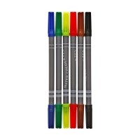 Фломастеры, 6 цветов, двусторонние, круглый наконечник 2 мм/5 мм, вентилируемый колпачок, в блистере Фломастеры, 6 цветов, двусторонние, круглый наконечник 2 мм/5 мм, вентилируемый колпачок, в блистере