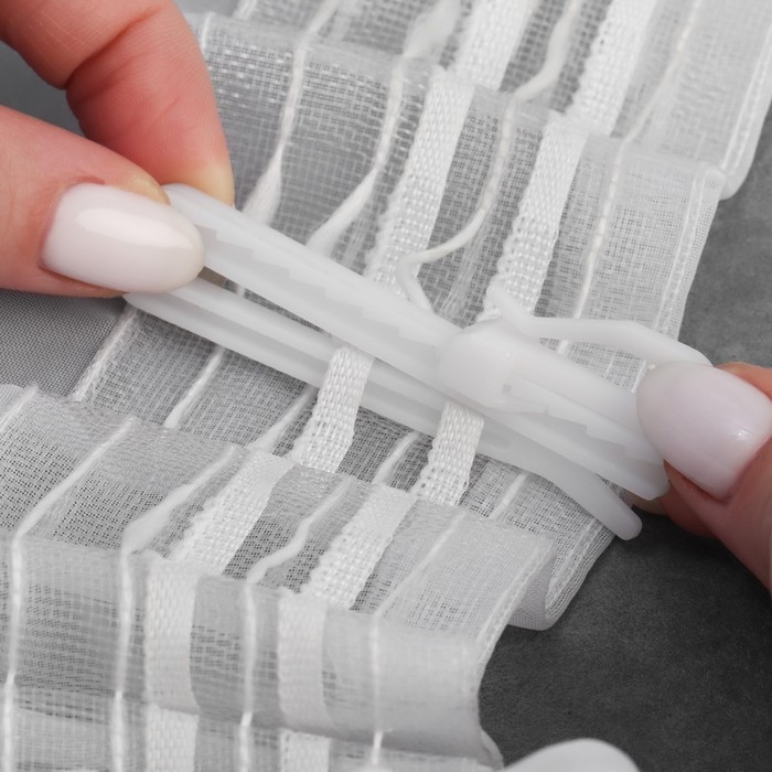 Крючок для штор, регулируемый, 7 &times; 2,3 &times; 0,5 см, 10 шт, цвет белый