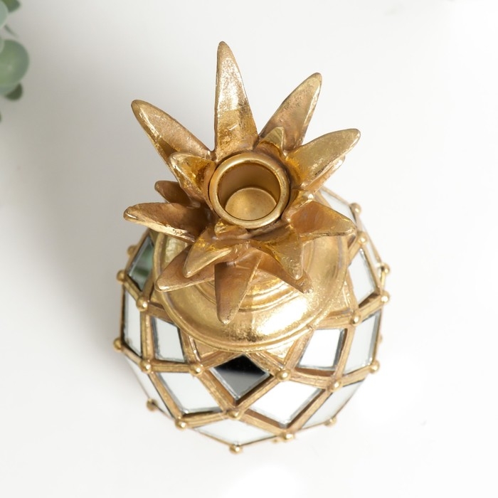Сувенир полистоун подсвечник Сувенир полистоун подсвечник "Зеркальный ананас" золото 23,5х11х11 см