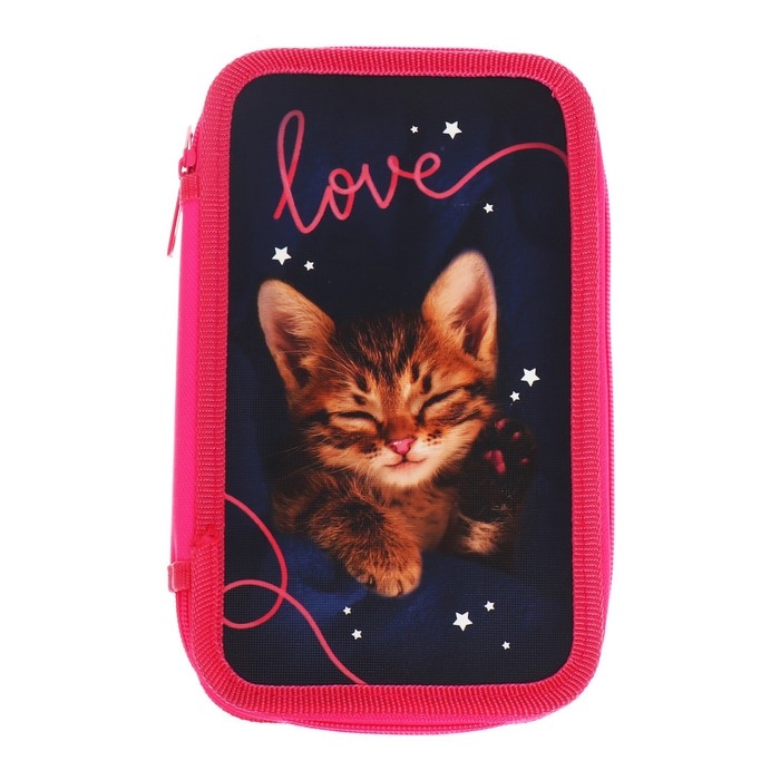 Пенал 2 секции, 125 х 205 х 40 мм, Calligrata 30П26/2 Пенал 2 секции, 125 х 205 х 40 мм, Calligrata 30П26/2 "Котенок", ламинированный картон