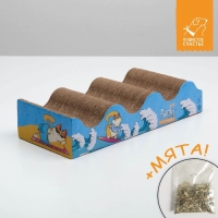 Когтеточка из картона с кошачьей мятой &laquo;Лови волну&raquo;, волна с дном, 45 &times; 18 см