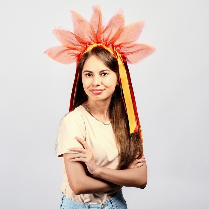 Карнавальный ободок &laquo;Лучистое солнце&raquo;, цвет красно-оранжевый