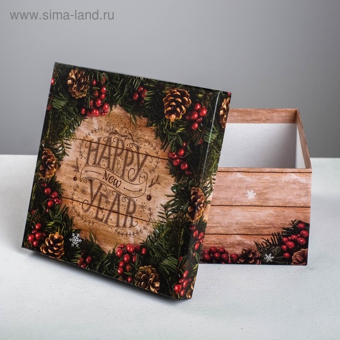 Набор подарочных коробок 6 в 1 &laquo;Деревянный&raquo;, 10 х 10 х 6 - 20 х 20 х 11 см , Новый год