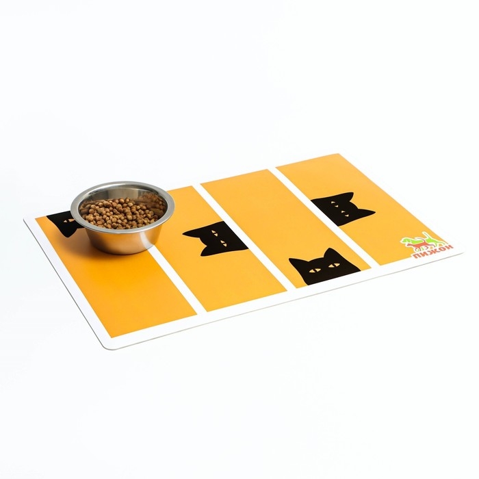 Коврик под миску "Пижон" с нескользящим основанием 43 х 28 см "Подозрительный кот"