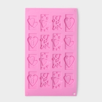 Форма для конфет и шоколада Доляна &laquo;Любовь&raquo;, силикон, 28,7&times;17,4 см, 16 ячеек (4,7&times;3,8 см), цвет МИКС