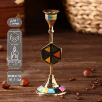 Подсвечник "Калейдоскоп" латунь, перламутр 7х7х18 см Подсвечник "Калейдоскоп" латунь, перламутр 7х7х18 см