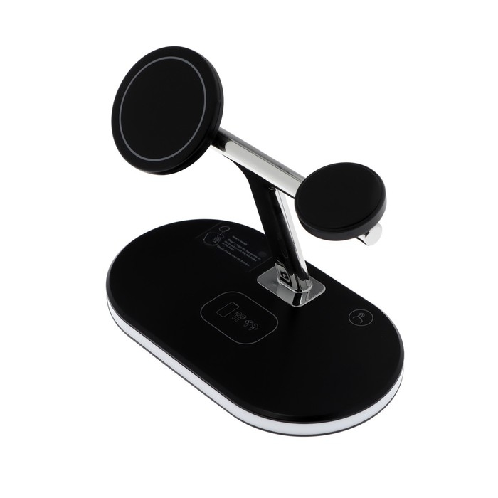 Беспроводная зарядная станция 3 в 1 LCC-83, 15 Вт, MagSafe, с подставкой, подсветка, черная Беспроводная зарядная станция 3 в 1 LCC-83, 15 Вт, MagSafe, с подставкой, подсветка, черная