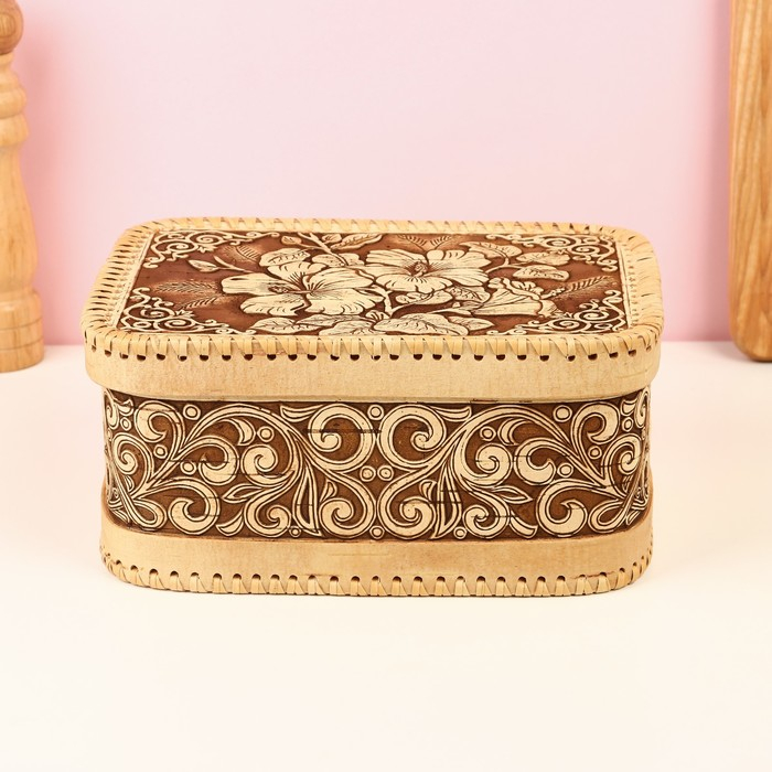 Батонница &laquo;Лилии&raquo;, на шарнире, 22,5&times;16&times;11 см, береста