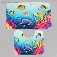 Набор ковриков для ванной и туалета Доляна «Аквариум», 2 шт: 79×50, 50×39 см Набор ковриков для ванной и туалета Доляна «Аквариум», 2 шт: 79×50, 50×39 см