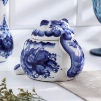 Сахарница &laquo;Кот&raquo;, гжель