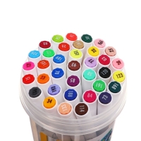 Набор маркеров, 36 цветов, двусторонние, пулевидный и скошенный наконечники Набор маркеров, 36 цветов, двусторонние, пулевидный и скошенный наконечники