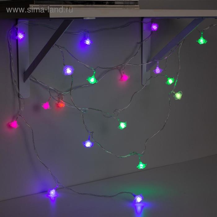 Гирлянда «Нить» 5 м с насадками «Розы большие», IP20, прозрачная нить, 20 LED, свечение мульти (RG/RB), мигание, 220 В Гирлянда «Нить» 5 м с насадками «Розы большие», IP20, прозрачная нить, 20 LED, свечение мульти (RG/RB), мигание, 220 В