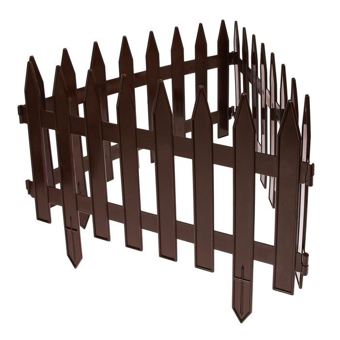 Ограждение декоративное, 35 &times; 210 см, 5 секций, пластик, коричневое, GOTIKA, Greengo