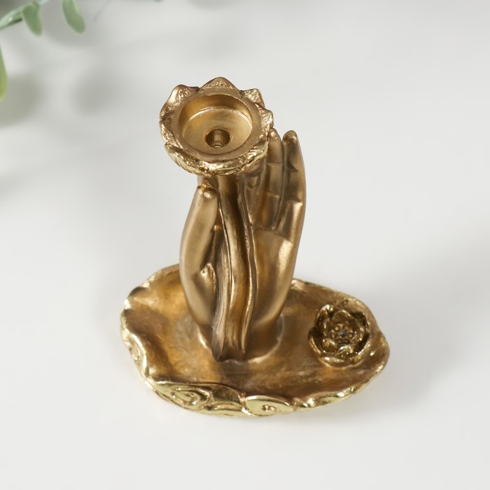 Подставка под благовония полистоун Подставка под благовония полистоун "Цветок в руке" 7х5,5х9 см