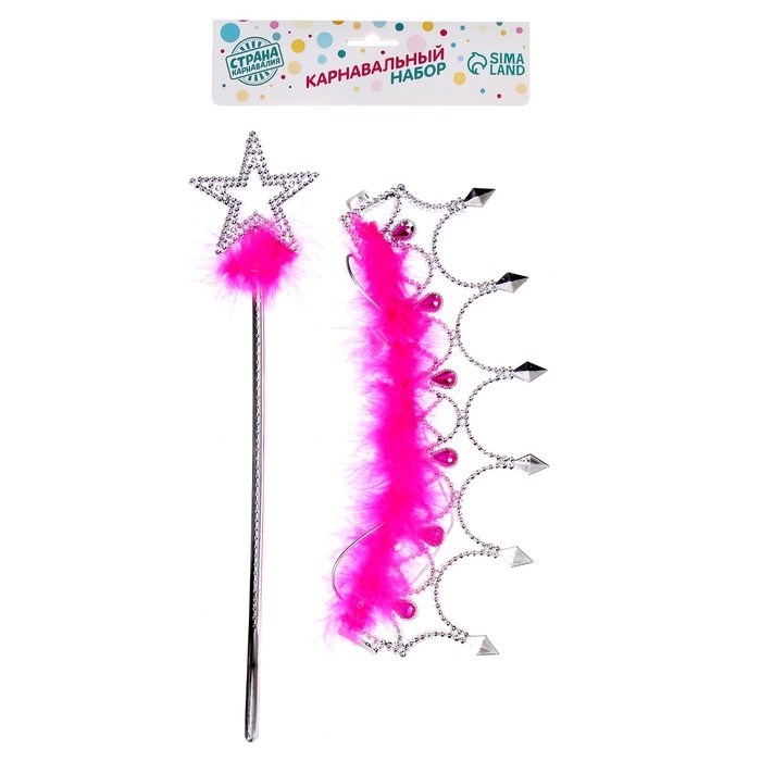 Карнавальный набор «Маленькой принцессы», 2 предмета: жезл, корона на резинке Карнавальный набор «Маленькой принцессы», 2 предмета: жезл, корона на резинке