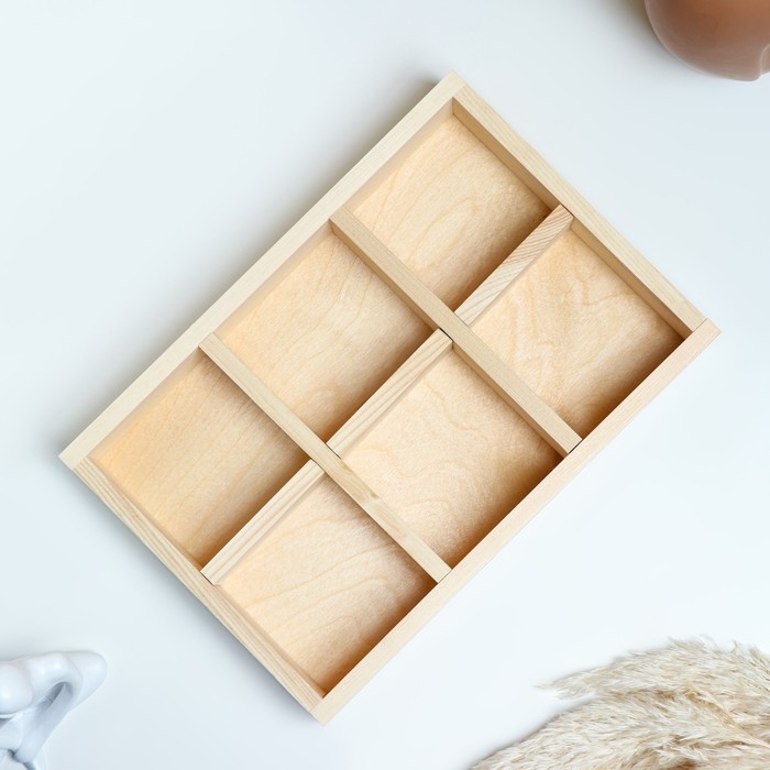 Кашпо деревянное 28&times;19&times;5 см "Six, 6 ячеек", натуральный Дарим Красиво