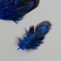 Перо декоративное фазана "Рябь. Синяя" набор 20 шт h=5-7 см