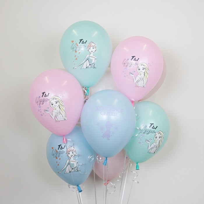 Шар латексный 12'' &laquo;Холодное сердце&raquo;, пастель, 2-сторонний, набор 25 шт., МИКС