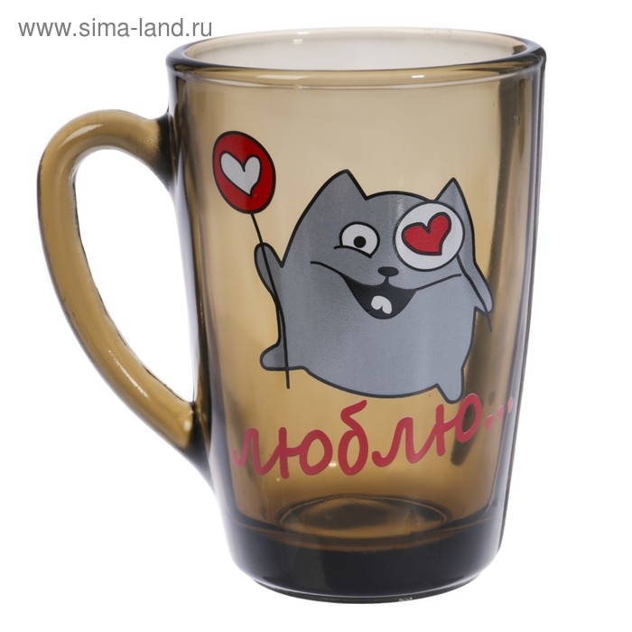 Кружка стеклянная «Люблю», 300 мл, рисунок МИКС Кружка стеклянная «Люблю», 300 мл, рисунок МИКС