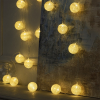 Гирлянда &laquo;Нить&raquo; 5 м с насадками &laquo;Клубки золотистые&raquo;, IP20, прозрачная нить, 20 LED, свечение тёплое белое, 220 В