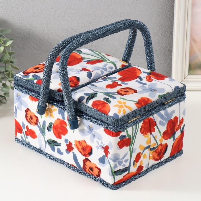 Шкатулка для рукоделия Шкатулка для рукоделия "Летние цветы на белом" 19х26х14,5 см