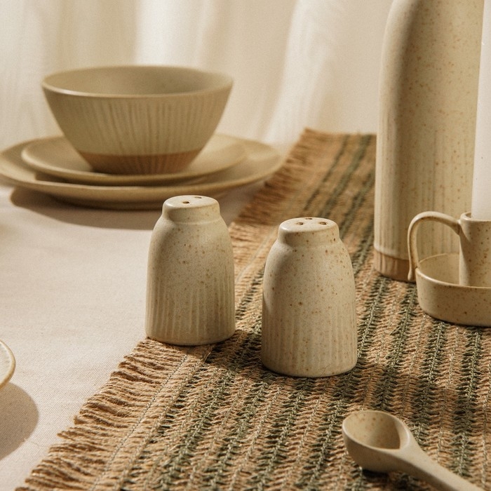 Набор для специй керамический SL Home &laquo;Виенто&raquo;, 2 предмета: солонка 80 мл, перечница 80 мл, цвет бежевый