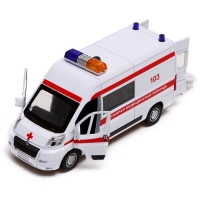 Машина металлическая &laquo;Citroen Jumper. Скорая&raquo;, 14 см, световые и звуковые эффекты, открываются двери, инерция, цвет белый