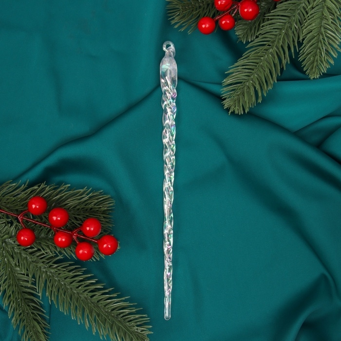 Ёлочная игрушка &laquo;Зимнее волшебство. Кручёная сосулька&raquo; пластик, 23х1 см, прозрачный