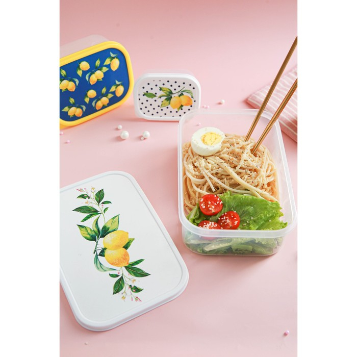 Набор пищевых контейнеров Доляна &laquo;Лимоны&raquo;, 3 шт: 150 мл, 500 мл, 1,2 л, прямоугольные