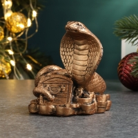 Новый год. Символ 2025. Фигура "Змея с сундуком" бронза, 6х6х5см