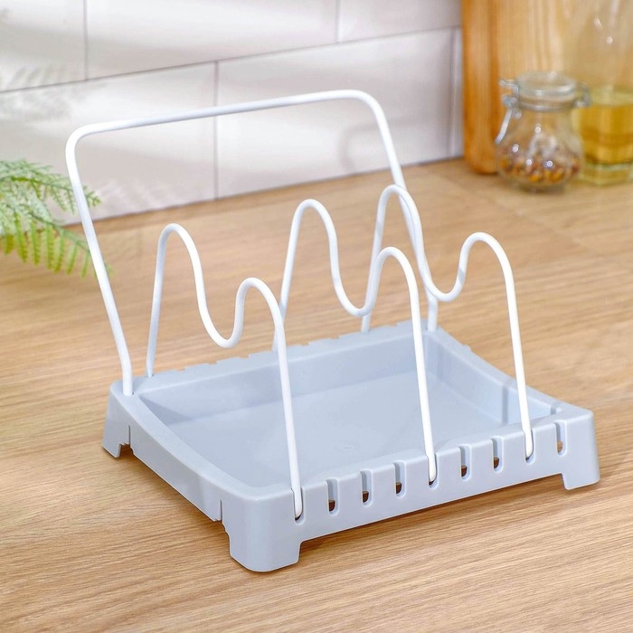 Держатель для крышек с поддоном, 25&times;18,5&times;4,5 см, цвет МИКС