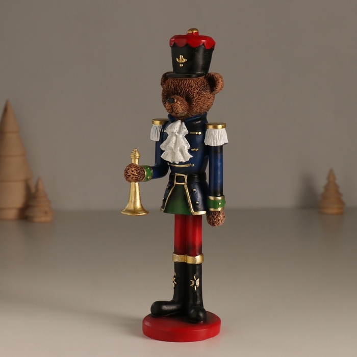 Сувенир полистоун Сувенир полистоун "Медвежонок-солдатик в мундире с горном" 7х6х20 см