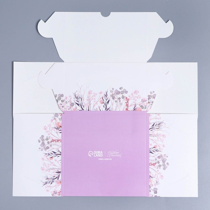 Коробка для капкейков, кондитерская упаковка с окном, 4 ячейки &laquo;Венок&raquo;, 16 х 16 х 10 см