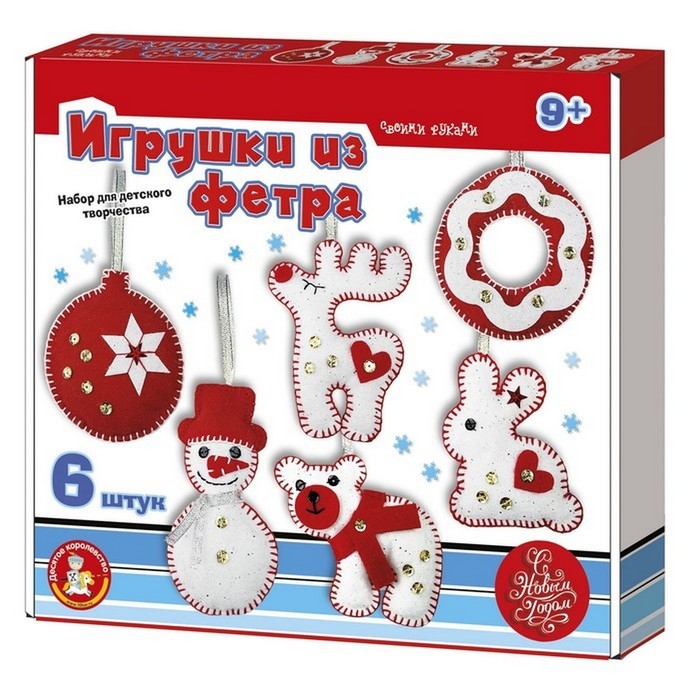 Набор для творчества. Мягкая игрушка из фетра &laquo;Новогодние игрушки&raquo; 6 шт.