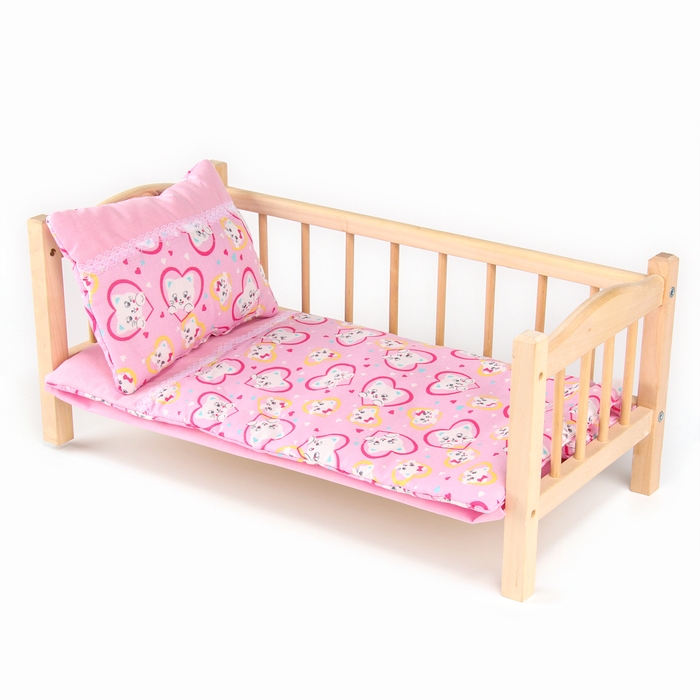 Кукольное постельное &laquo;Котята в сердцах&raquo;: простынь, одеяло 46 &times; 36 см, подушка 23 &times; 17 см