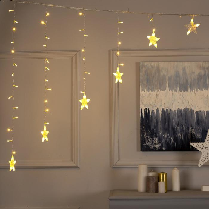 Гирлянда &laquo;Бахрома-арка&raquo; 2.5 &times; 1.2 м с насадками &laquo;Звёзды&raquo;, IP20, прозрачная нить, 136 LED, свечение тёплое белое, 8 режимов, 220 В