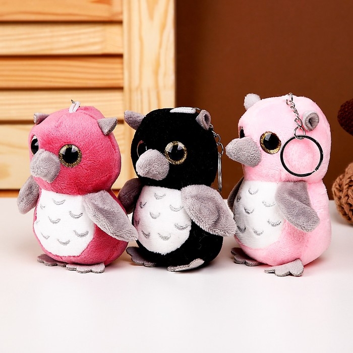 Мягкая игрушка «Сова с серым клювиком», на брелоке, 10 см, цвета МИКС Мягкая игрушка «Сова с серым клювиком», на брелоке, 10 см, цвета МИКС
