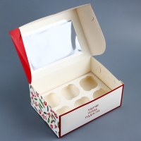 Новый год. Коробка для 6 капкейков с окном подарочная новогодняя упаковк "Верь в чудеса", 25 х 17 х 10 см. Новый год. Коробка для 6 капкейков с окном подарочная новогодняя упаковк "Верь в чудеса", 25 х 17 х 10 см.