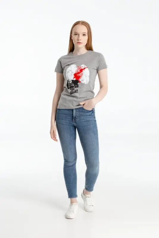 Футболка женская &laquo;Ты у меня вот здесь&raquo;, серый меланж, размер M