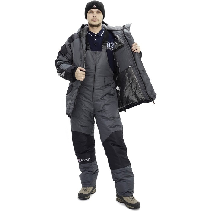 Костюм "ГОРКА Зимняя", taslan, размер 52, цвет серый/чёрный