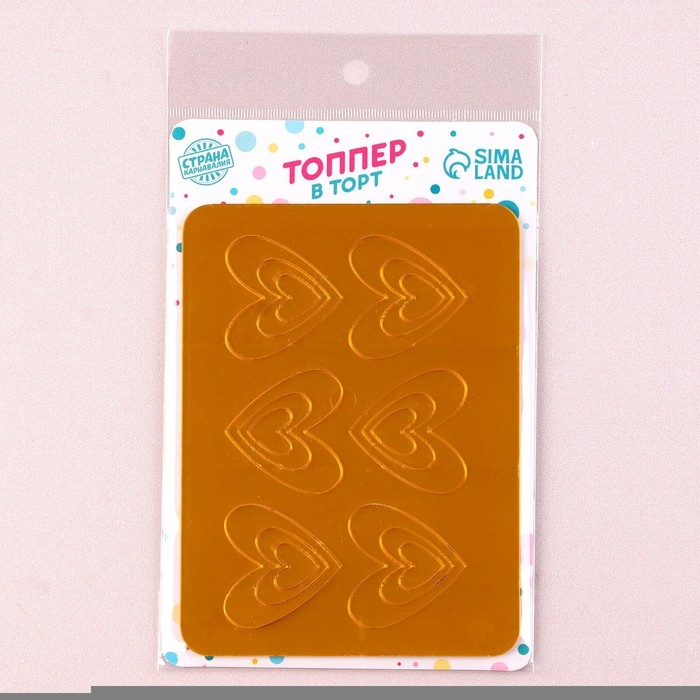 Набор топперов «Сердечки», цвет золото Набор топперов «Сердечки», цвет золото