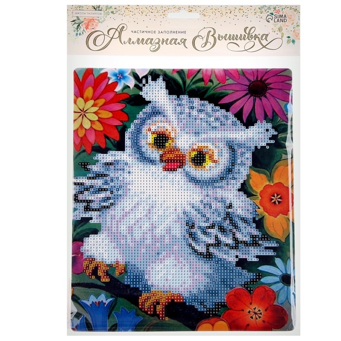 Алмазная вышивка &laquo;Сова в цветах&raquo;, с подставкой, с частичным заполнением