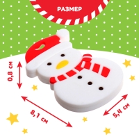 Новогодний прорезыватель для зубов &laquo;Снеговик&raquo;, с держателем, цвет белый
