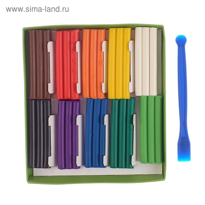 Пластилин мягкий (восковой) 10 цветов 150 г Гамма "Пчелка", со стеком, картонная упаковка 280031Н