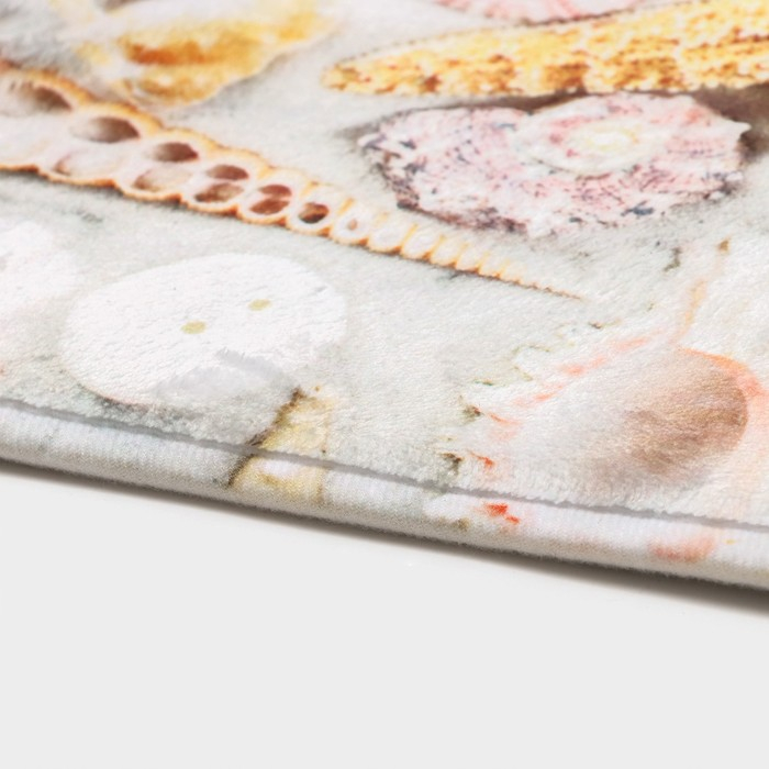 Коврики для ванной и туалета Доляна «Ракушки», 2 шт: 45×36 см, 75×44 см Коврики для ванной и туалета Доляна «Ракушки», 2 шт: 45×36 см, 75×44 см