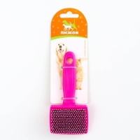 Пуходерка пластиковая мягкая с закругленными зубьями, малая, 6 х 13,5 см, розовая Пуходерка пластиковая мягкая с закругленными зубьями, малая, 6 х 13,5 см, розовая