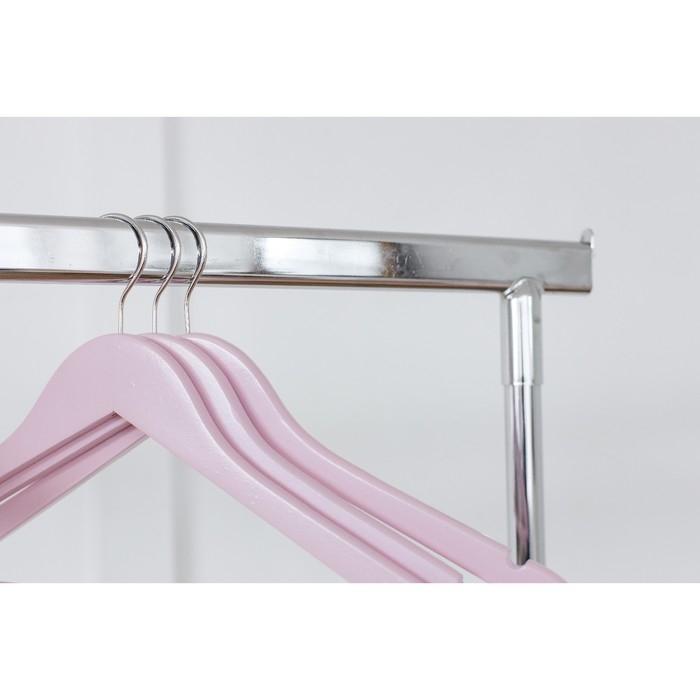 Плечики - вешалки LaDо́m Brillant, 44,5&times;23&times;1,2 см, 3 шт, деревянные, широкие плечики, цвет розовый