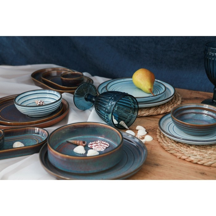 Блюдо фарфоровое овальное Magistro Garland, 24&times;13,7&times;2,7 см, цвет синий