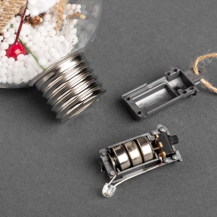 Набор ёлочных шаров &laquo;Мишура звёзды&raquo; 3 шт., батарейки, 5 LED, свечение белое